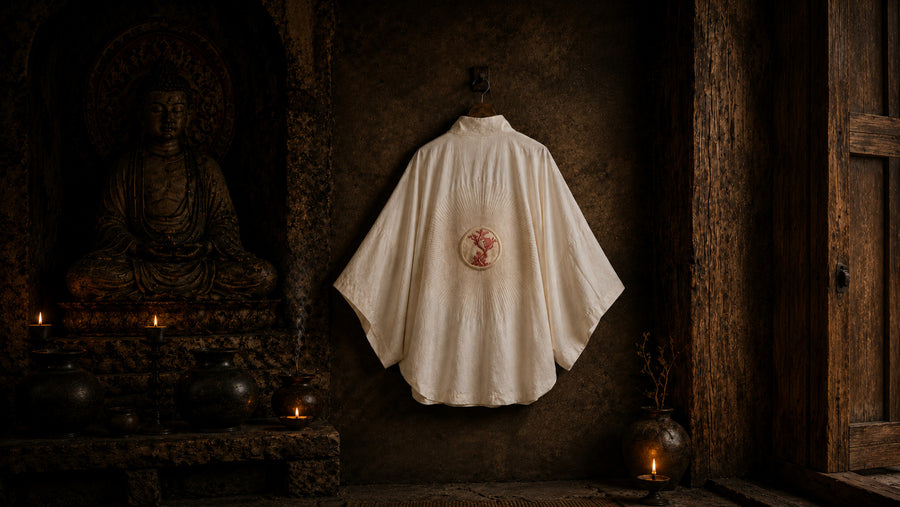 Dancing silhouette with amber veil, LVX mood